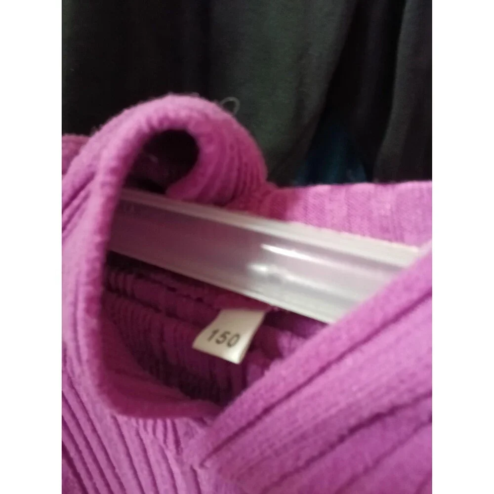 Purple Ribbed Knit Hoodie and Pants Set Size 150 - Free Shipping